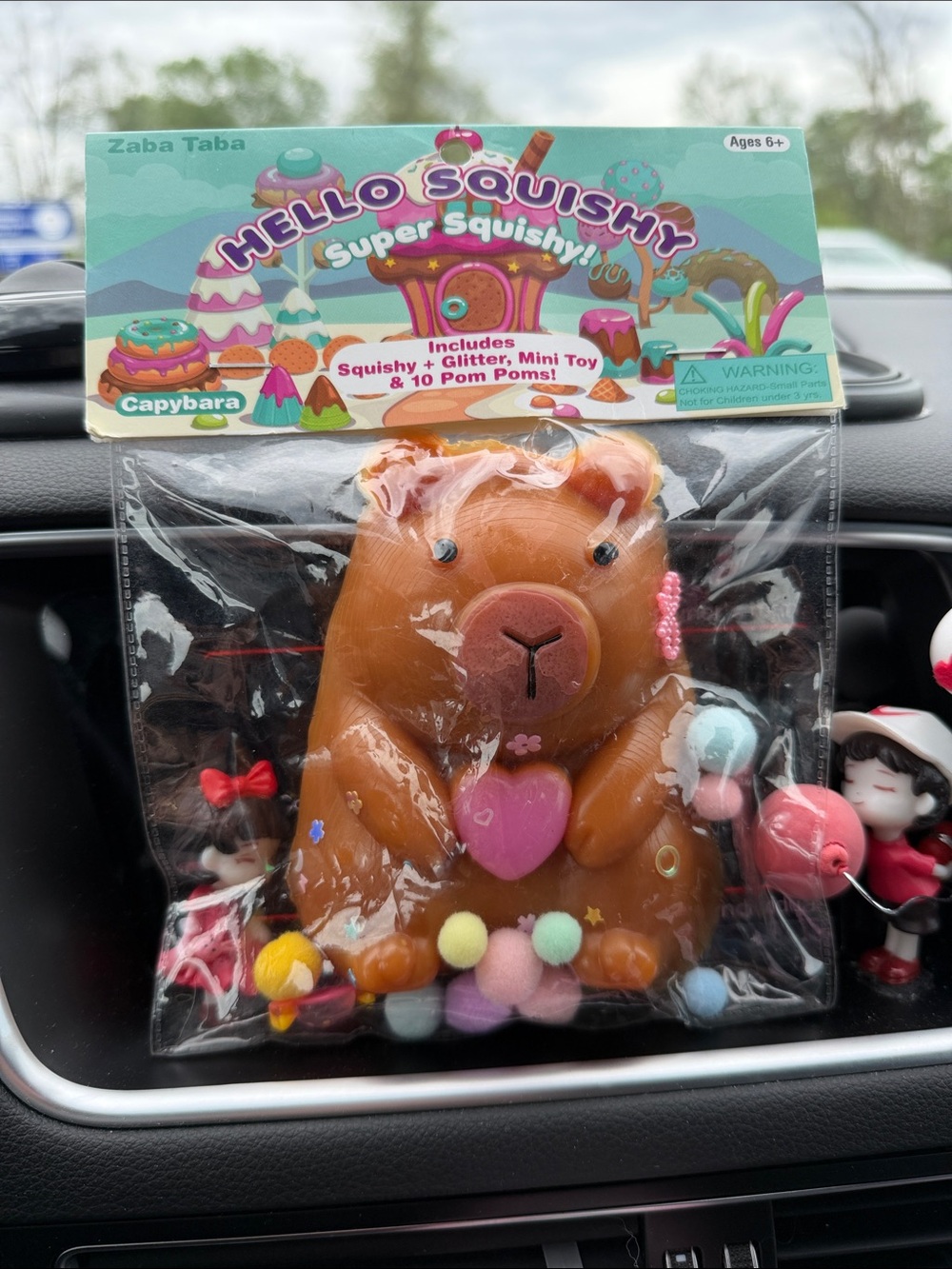 Hello Squishy Capybara Plush - Brown with Pink Heart